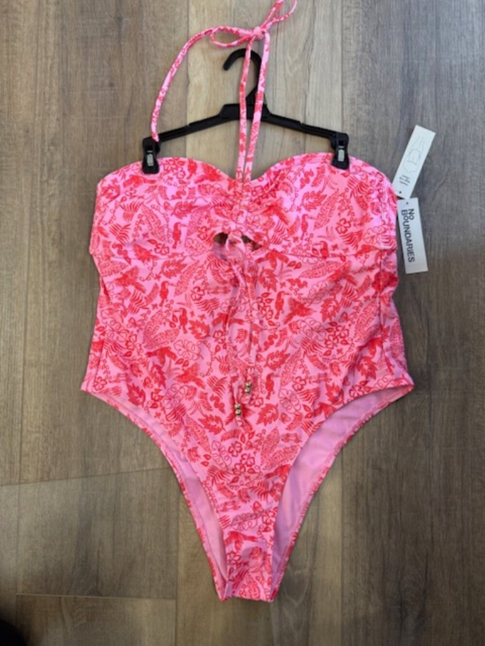 NEW Women's pink floral print one-piece swimsuit XL (16-18)